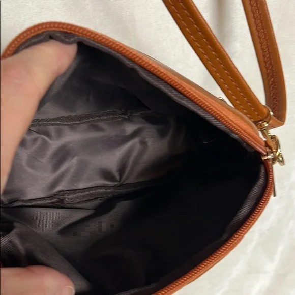 White and Tan Crossbody Bag with Adjustable Strap - Picture 5 of 8